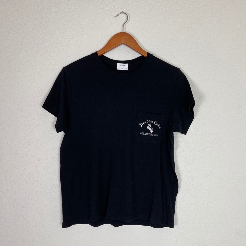 ❌SOLD❌ NWOT Re/Done Freedom Cycles T-Shirt in Washed Black - Picture 3 of 5